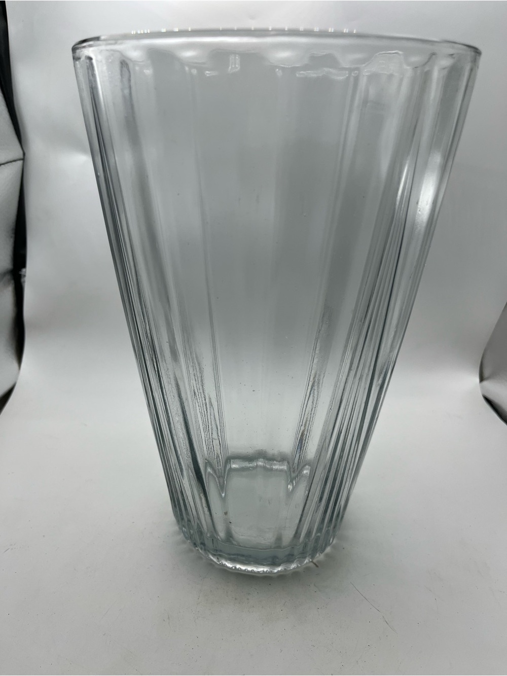 Clear Fluted 10 Inch Glass Vase - Unbranded
